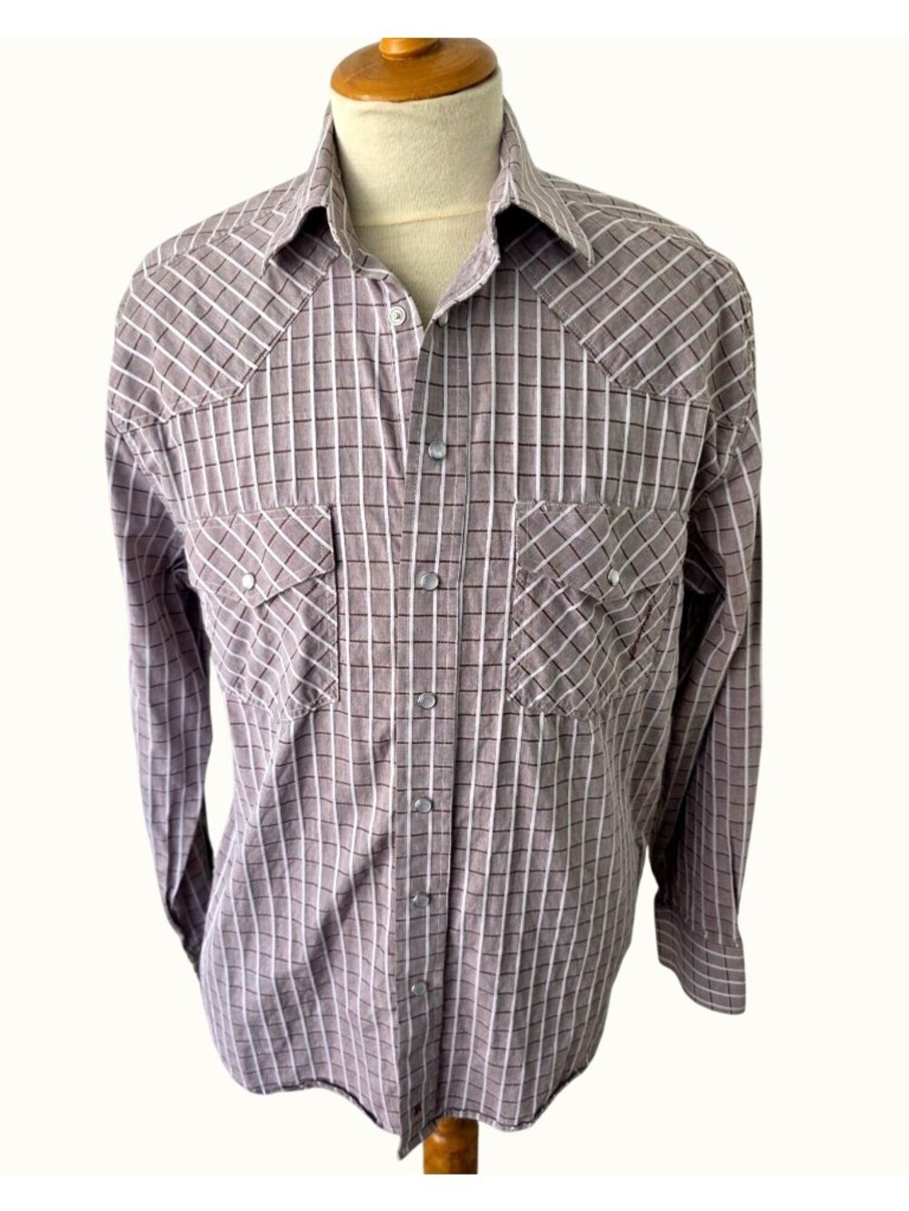 Resistol  Western Cowboy Shirt Brown Plaid Pearl Snap Embroidered Logo